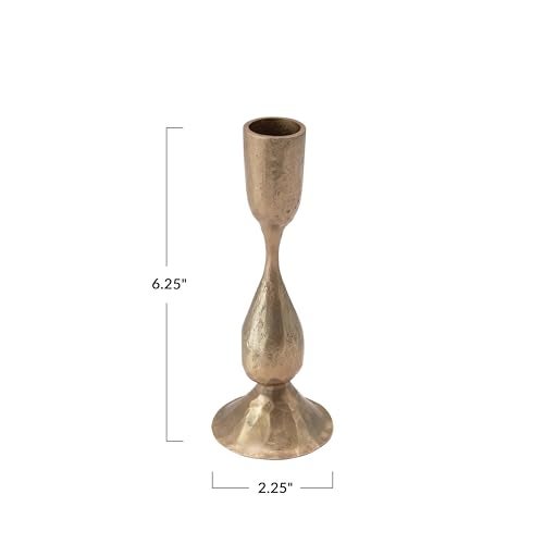 Creative Co-Op Round Hand-Forged Metal Taper Holder, Antique Brass Finish - Image 2