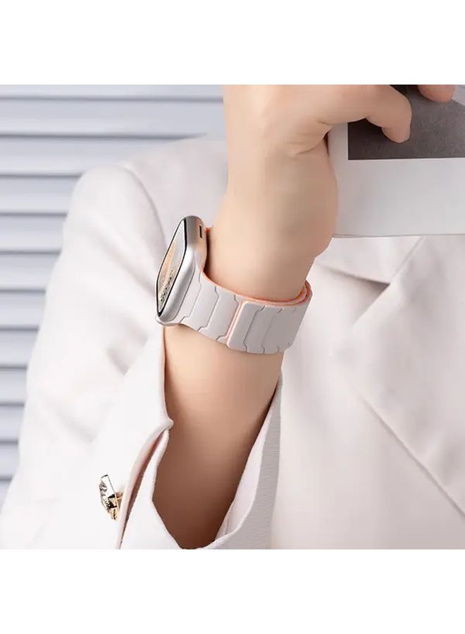 Light Peach Pink Magnetic Silicone Bracelet for Smartwatch 38 40 41 42mm - Image 5