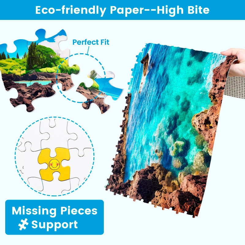 Edsjegn 2 Pack 1000 Piece Puzzles for Adults - Beach, Coconut Tree, Reef Landscape Jigsaw Puzzles - 2000 Pieces Total - Image 5