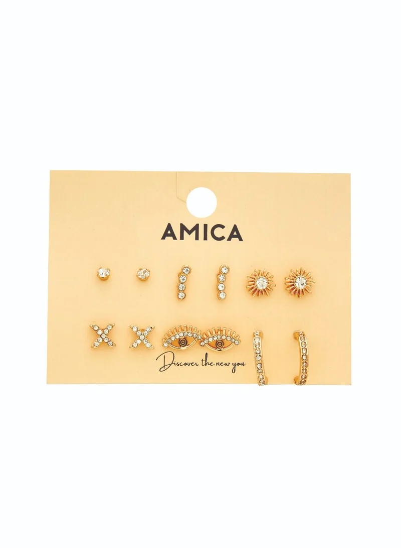 AMICA Stone Studded Set of 6 Earrings