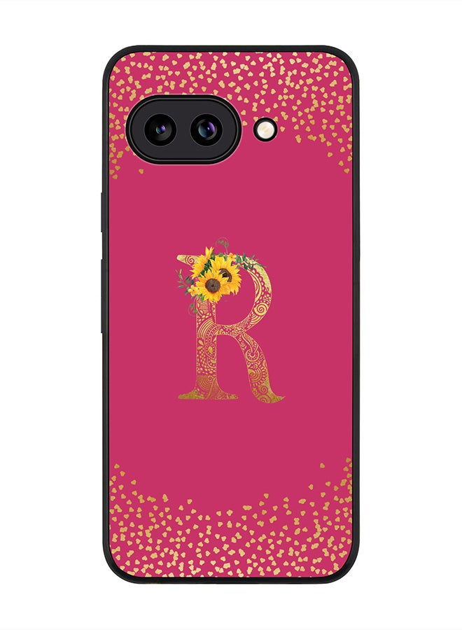 Stylizedd For Google Pixel 9a Case,Slim fit Camera Protection, Shockproof Thin Phone cover  - Custom Floral Monogram - R ( Deep Pink )