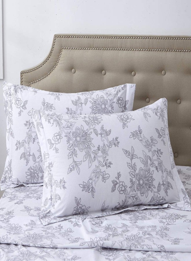 FADFAY White Queen Sheets Set Floral Deep Pocket Fitted Sheet Sets Super Soft Easy Care 100% Cotton Kids Bed Sheets Lightweight Skin-Friendly Girls Bedding (4PCS, Queen Size) - Image 3