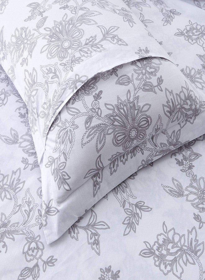 FADFAY White Queen Sheets Set Floral Deep Pocket Fitted Sheet Sets Super Soft Easy Care 100% Cotton Kids Bed Sheets Lightweight Skin-Friendly Girls Bedding (4PCS, Queen Size) - Image 4