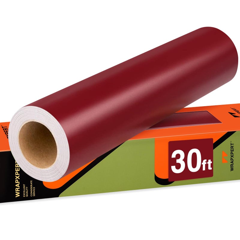 WRAPXPERT Maroon Permanent Vinyl12 x30ft Matte Wine Red Vinyl for CricutSatin Burgundy Adhesive Vinyl Roll for CricutSilhouette