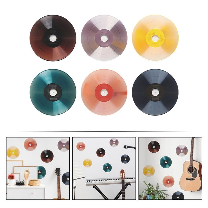 6 Pcs Self Adhesive Vinyl Record Wall Stickers Black Music Notes Decor For Bedroom Cafe - Image 4