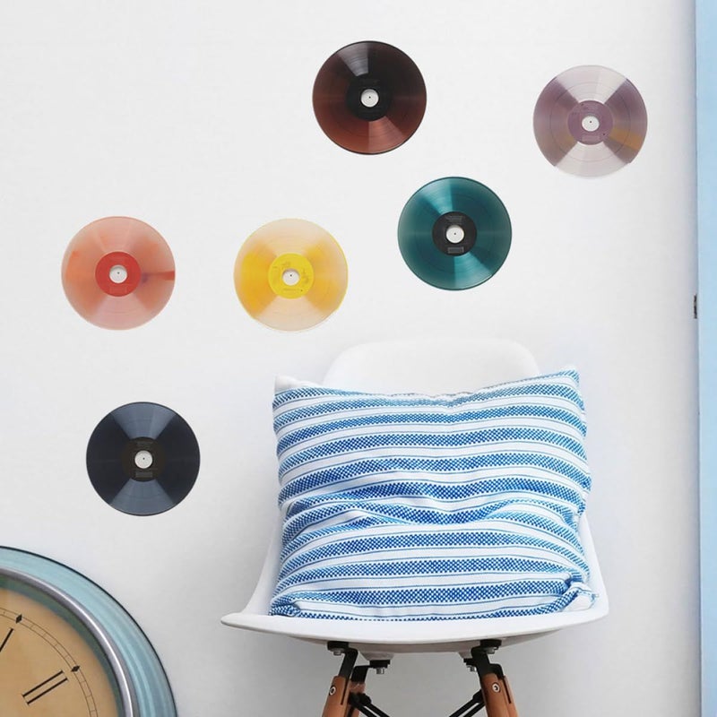 6 Pcs Self Adhesive Vinyl Record Wall Stickers Black Music Notes Decor For Bedroom Cafe - Image 5