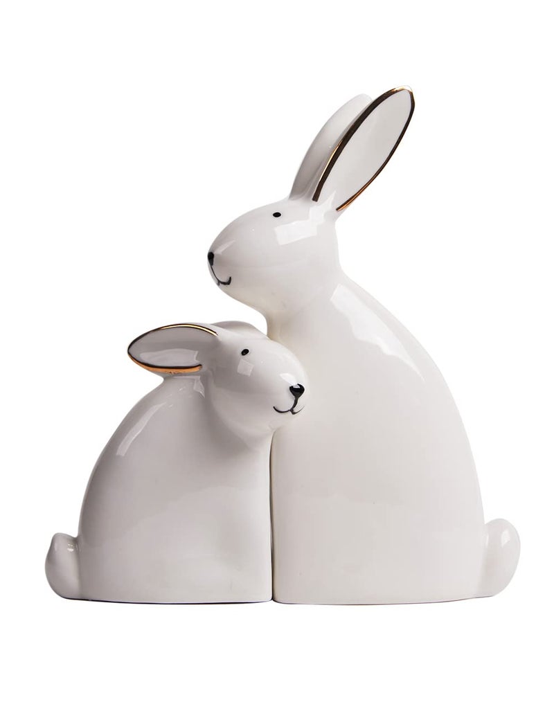 SEINHIJO 2pcs Rabbit Sculpture Statue Bunny Decor Animal Figurine Home Gifts Ceramic 59inch