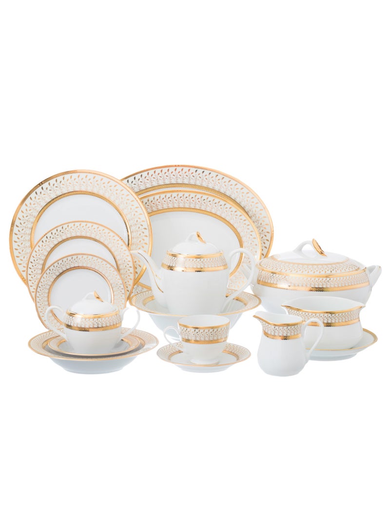 هيك طقم سفرة بورسلين ياماسين ياباني مطلي بالذهب 95 قطعة - Image 1