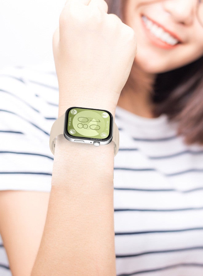 CATANES [for Huawei Watch Fit 3] Watch Band Soft Silicone Strap for Men Women Stylish Waterproof Watch Band /Beige - Image 4