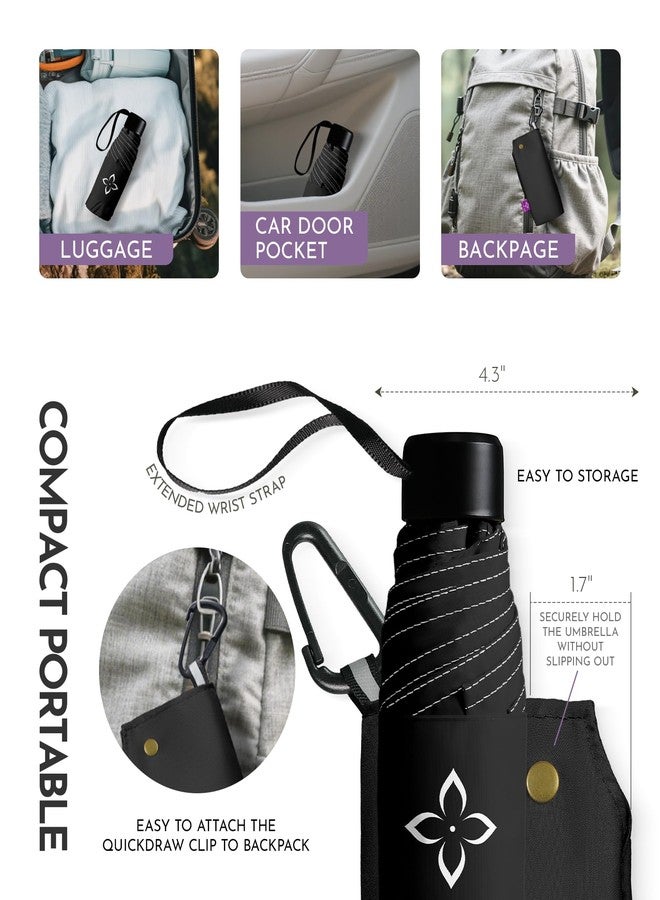 LILAC Windproof Travel Mini Umbrella - Manual Open Close with No Rebound for Seniors & Kids, Small Compact and Portable for Rain, Reflective Design for Night Safety Men & Women Navy - Image 5