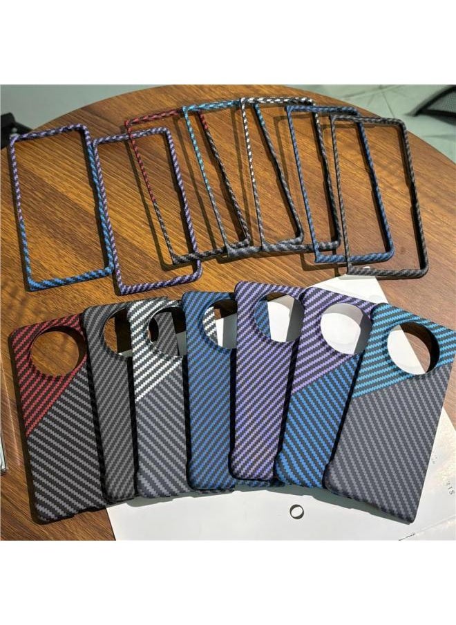 Generic - For Huawei MateX5 Folding Screen Phone Case Color Matching Kevlar Texture Full-Covering Drop-Resistant Matex5/x3 Collection Edition Carbon Fiber Pattern Men's And Women's Protective Case X5 Frosted Non-Slip Ultra-Thin PC Hard-Color:Large Hole [silver And Black - Front Frame + Back Shell] Kevlar Pc Shell-Applicable Models:For Huawei Mate X5 - Image 1