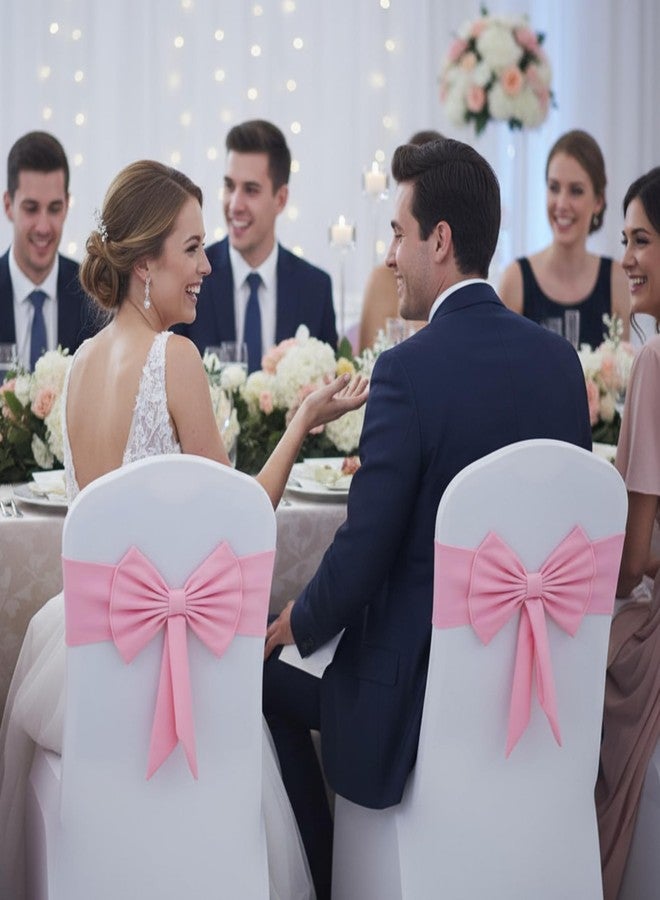 LOYIM أشرطة كراسي سبانديكس 10 قطع من لويم لحفلات الزفاف، أربطة كراسي مرنة، زينة عالمية للحفلات، حفلات استقبال، زينة للولادة، زينة للبانكيت (وردي) - Image 2
