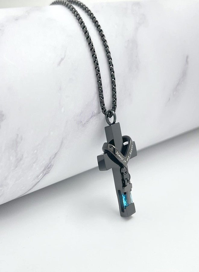 يوفينغ قلادات يوفينغ لحفظ رماد الموتى، مزينة بأحجار بخت شهر ديسمبر، قلادة صليب لحفظ الرماد، جرار لحفظ رماد الموتى، مجوهرات تذكارية - Image 4