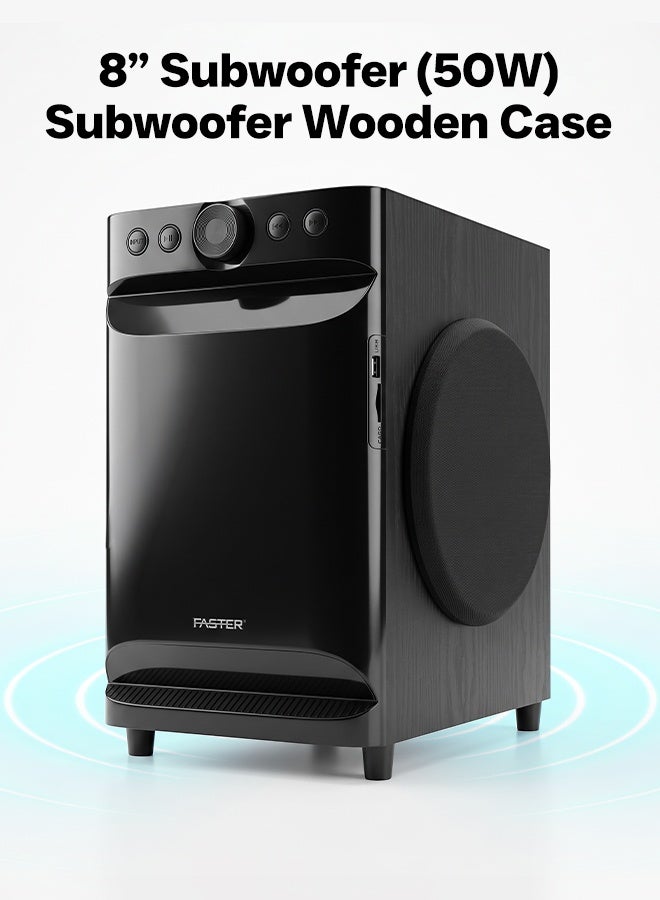 Faster XB8000 Soundbar with Subwoofer 90W- 8” Subwoofer 3” Satellite Speaker 2.1 Home Cinema RGB Powerful Bass- 5.0 Bluetooth Speaker Sound Bar Multiple Connectivity USB, BT, Aux & Remote Control- Multiple Device Inputs Smartphone Tablet Music Player - Image 4