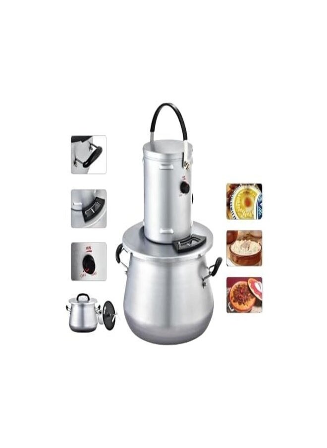 دي إل سي  - 10 لتر المنيوم بقدر تحضير المأكولات الشعبية العصيدة والهريس والجريش فضي 10L Electric Popular Food Pot for Making Pariz, Harris, Grates, and More Popular Foods10 لتر فضي - Image 1