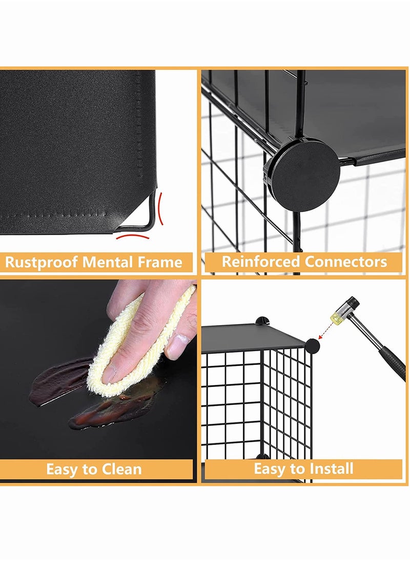 Generic - Big Cube Multi Use DIY 16 Cube Wire Grid Organizer Wardrobe Organizer Bookcase Book Shelf Storage Organizer Wardrobe Closet Black - Image 1