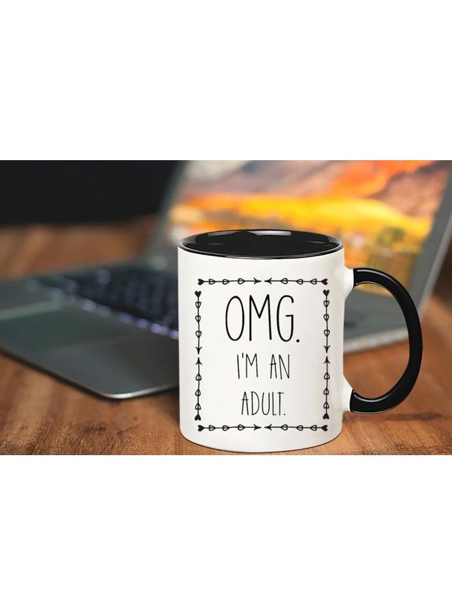 Fonhark OMG I'm an Adult, 18th Birthday Coffee Mug, Debut Birthday Gift, Adulting Mug, 11 Oz Novelty Coffee Mug/Cup, Black - Image 4