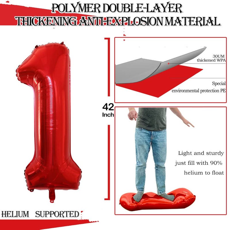 GOER Number 10 Balloons for 10th Birthday Party Decorations,42 Inch Jumbo Foil Helium Balloons for 10th Anniversary (Red) - Image 2