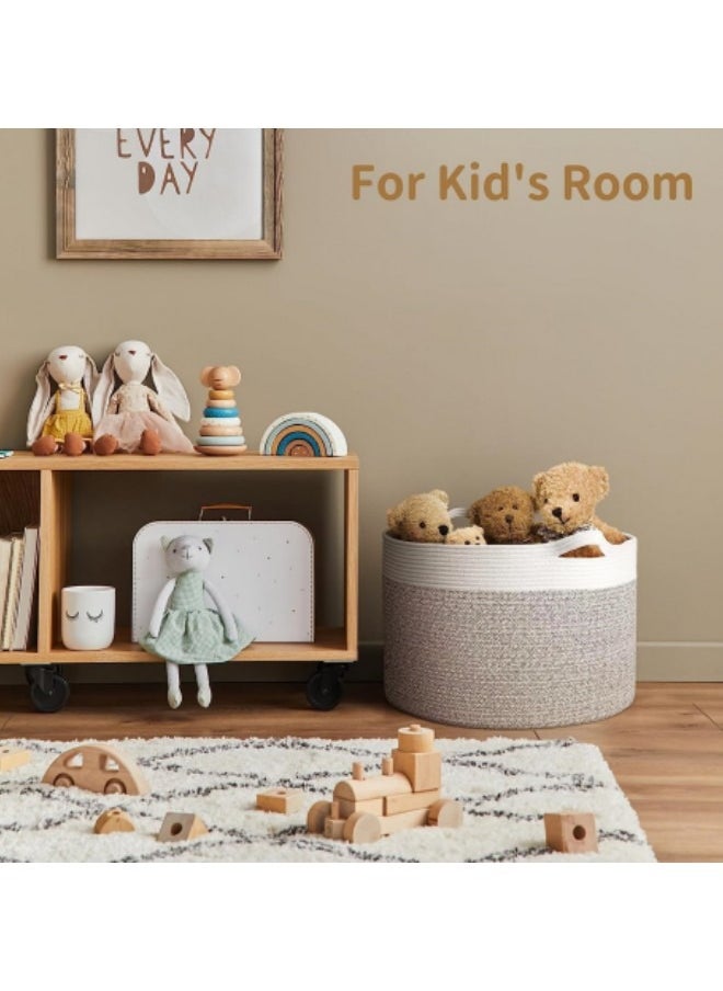 GGEROU - Large Laundry Baskets Clothes Basket Woven Laundry Baskets with Handles, Toys Basket, Large Baskets 51 x 34cm - Image 1