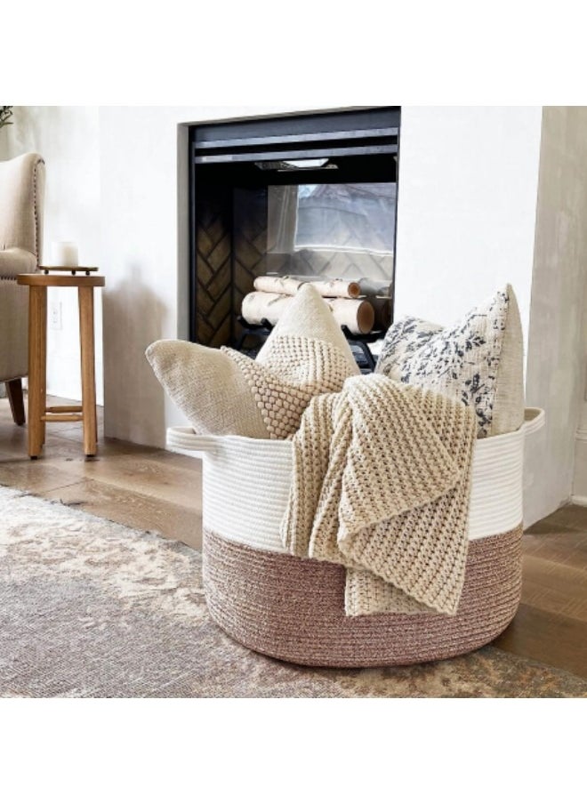 GGEROU - Large Laundry Baskets Clothes Basket Woven Laundry Baskets with Handles, Toys Basket, Large Baskets 51 x 34cm - Image 1