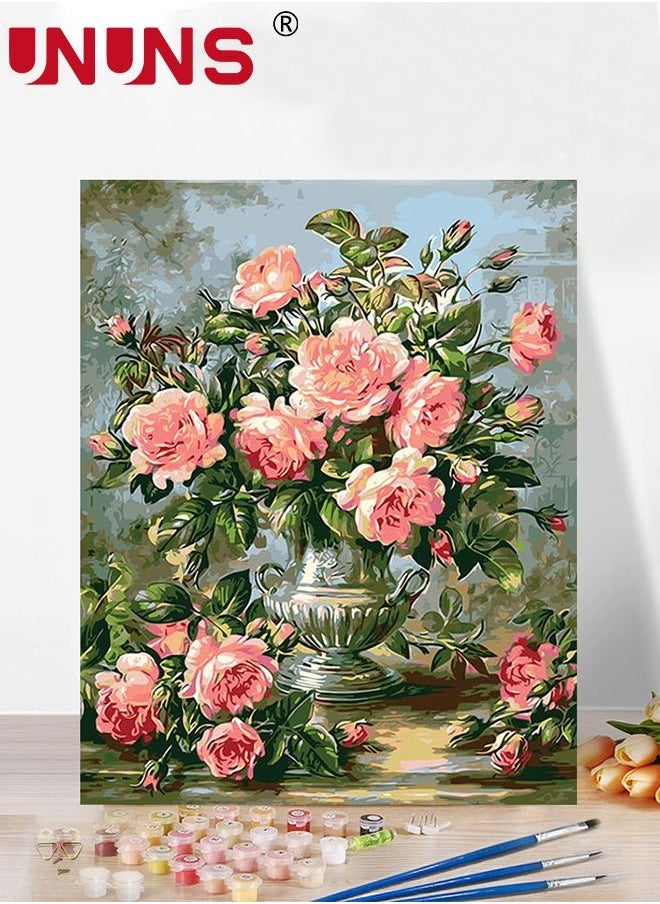 UNUNS - DIY Paint By Numbers Kits,Flowers Paint Kits On Canvas,Hand-Painted Decorative Painting 40x50cm - Image 1