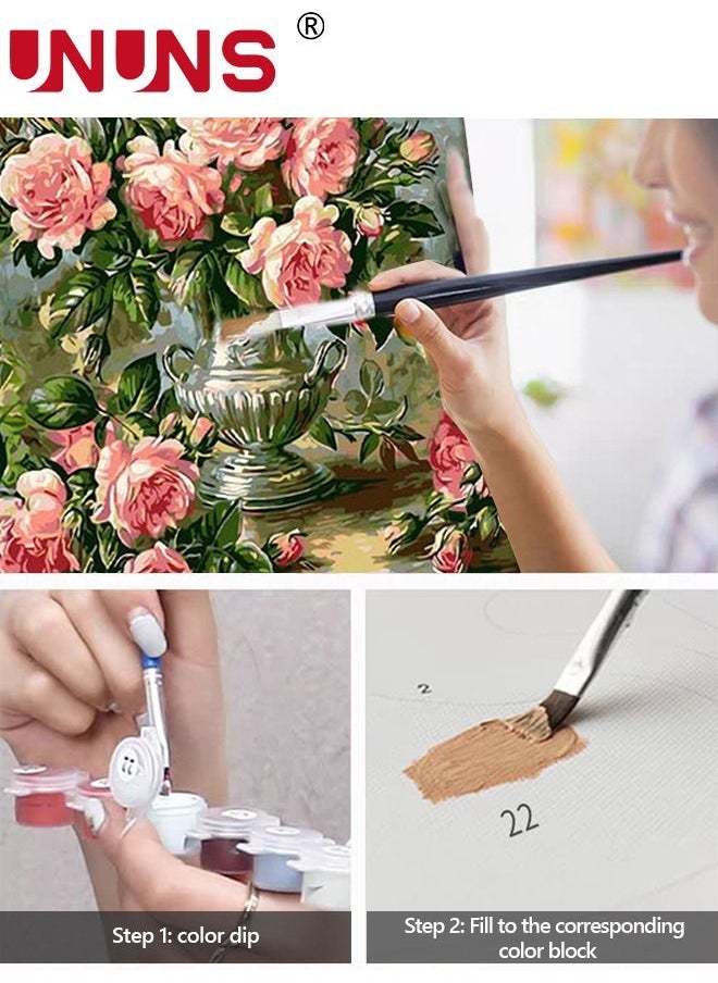 UNUNS - DIY Paint By Numbers Kits,Flowers Paint Kits On Canvas,Hand-Painted Decorative Painting 40x50cm - Image 1