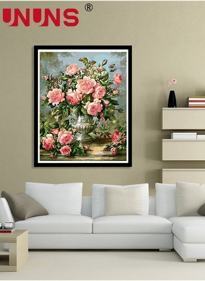 UNUNS - DIY Paint By Numbers Kits,Flowers Paint Kits On Canvas,Hand-Painted Decorative Painting 40x50cm - Image 1
