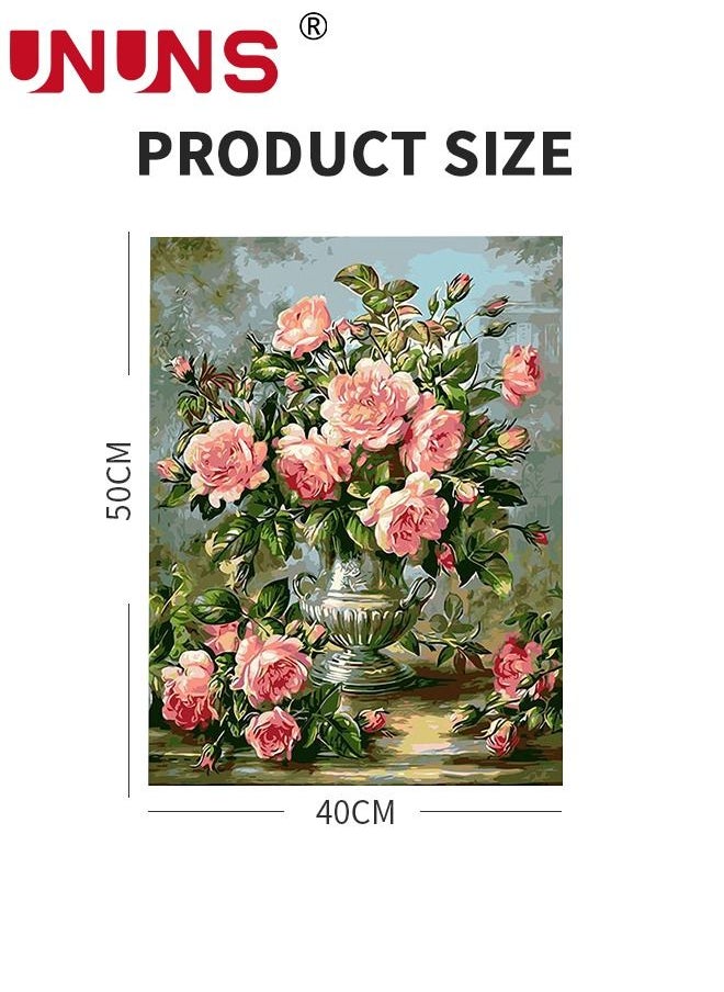 UNUNS - DIY Paint By Numbers Kits,Flowers Paint Kits On Canvas,Hand-Painted Decorative Painting 40x50cm - Image 1