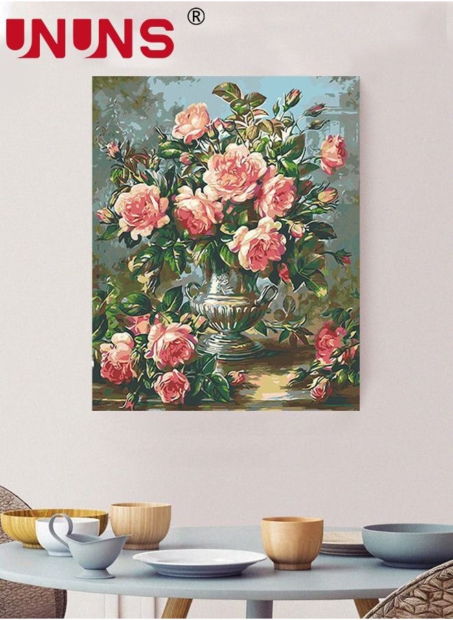 UNUNS - DIY Paint By Numbers Kits,Flowers Paint Kits On Canvas,Hand-Painted Decorative Painting 40x50cm - Image 1