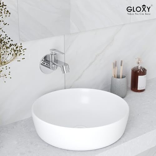 GLOXY Premium Brass Bib Cocke Short Body with Chrome Finish - Short Body Wash Basin Tap Nano Lever with Wall Flange - Bib Cock Tap for Kitchen Sink, Bathrooms, Gardens - 10 Years Warranty - Image 3