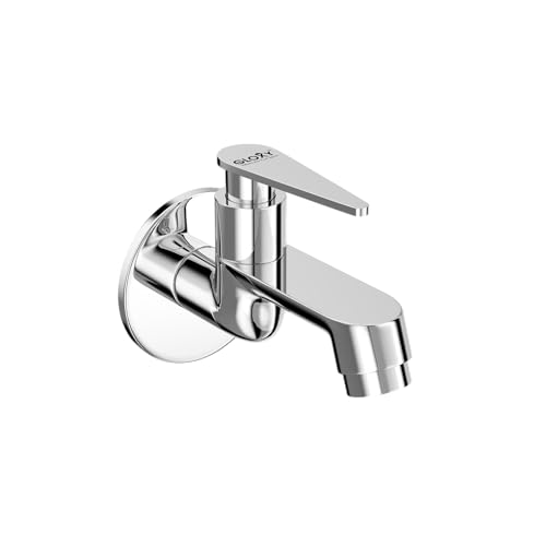 GLOXY Premium Brass Bib Cocke Short Body with Chrome Finish - Short Body Wash Basin Tap Nano Lever with Wall Flange - Bib Cock Tap for Kitchen Sink, Bathrooms, Gardens - 10 Years Warranty - Image 1