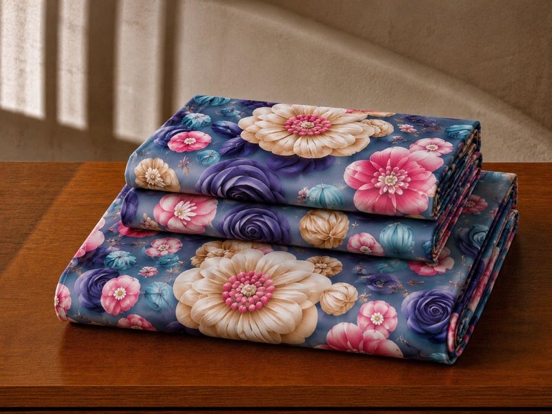 Castiqa 7D Digital Print Glace Cotton Fabric King Size Bedsheet 108 * 108inch with Two Pillow Covers 18 * 28inch (Pattern VII) - Image 5