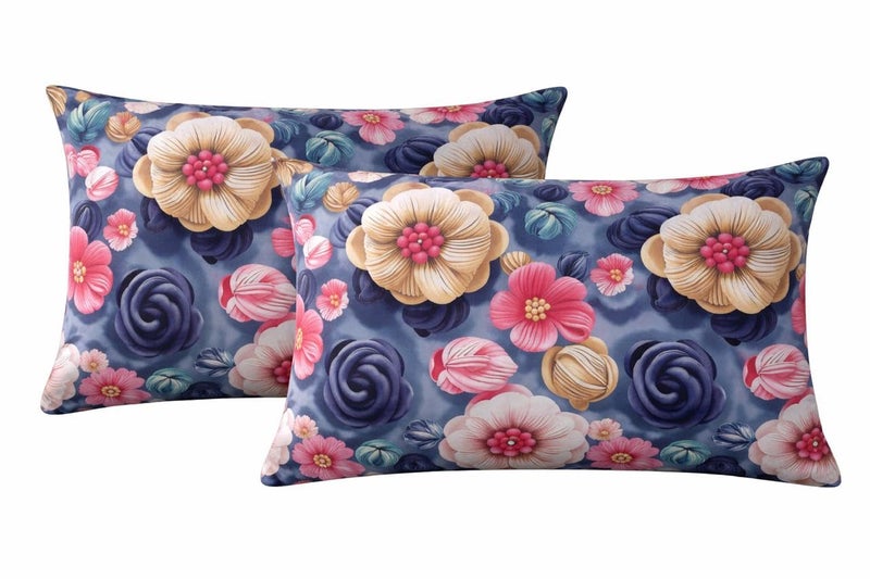 Castiqa 7D Digital Print Glace Cotton Fabric King Size Bedsheet 108 * 108inch with Two Pillow Covers 18 * 28inch (Pattern VII) - Image 2
