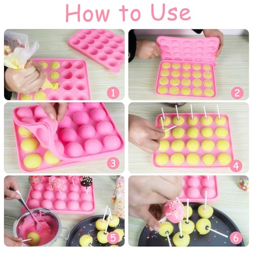 Ocmoiy Cake Pop Mold Set of 262 - including 20 Cavities Silicone Cake Pop Molds, Cake Pop Sticks, Cake Pop Wrappers, Sliver Twist Ties, Decorating Pen - Image 4