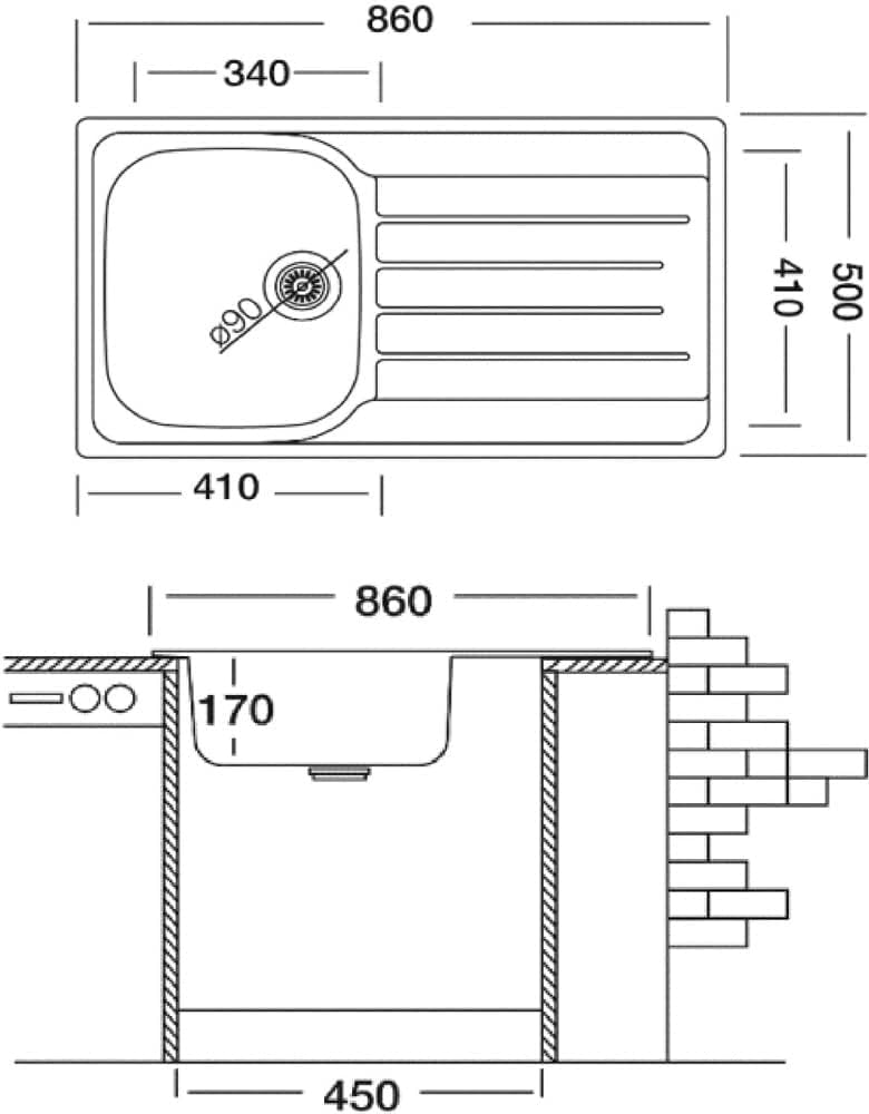 RAK CERAMICS حوض KLUD RAK المدمج بوعاء واحد وصرف واحد - Image 2
