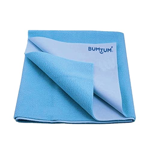 Bumtum Baby Dry Sheet Waterproof Soft Fleece Baby Bed Protector | Anti - Bacterial & Odour Free | Extra Absorbant, Reuseable & Washable (Aqua Blue, Medium Size, 100 * 70cm, Pack of 2) - Image 1