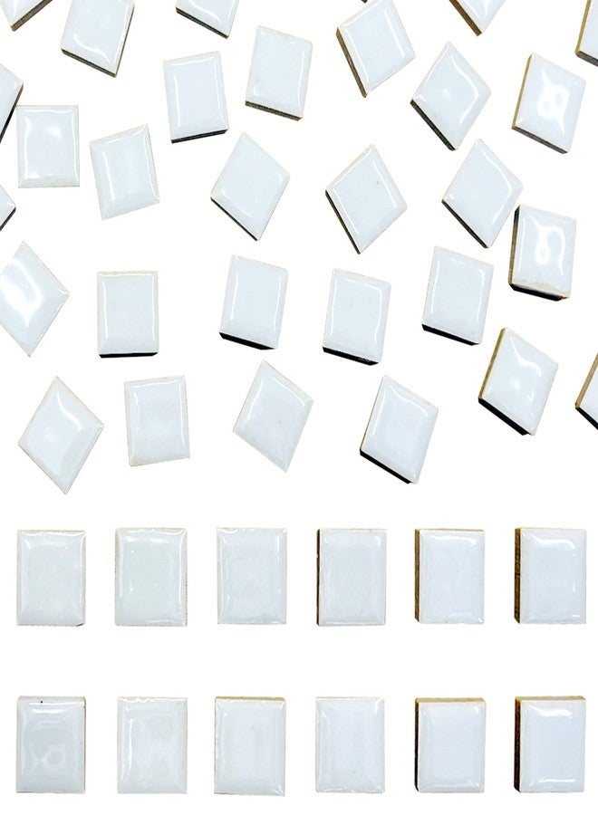 SMANTA 50 Pieces White Mosaic Tiles for Crafts 1" Ceramic Tiles Assorted Colors Square Ceramic Mosaic Project Supplies for Photo Frame Mosaic Stepping Stones Bath Old Pool Furniture Decor - Image 1