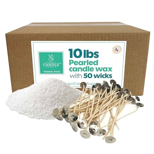 Direct Candle Supply Snow Pearled Candle with Wicks | Sand Candle Wax kit | 10lbs of Candle Sand with 50 Wicks Included | Unscented Powder Candles for Candle Making, Weddings, and Parties - Image 1