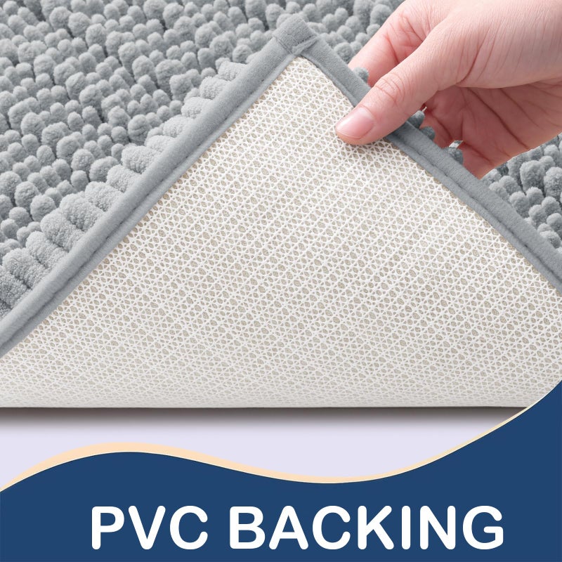 Arotive Luxury Chenille Bathroom Rug Mat  Extra Soft Thick Absorbent Shaggy Bath Rugs  Non-Slip Machine Wash Dry Plush Bath Runner Mats for Bathroom  Living Room  Laundry Room (47""x17""  Light Grey) - Image 4