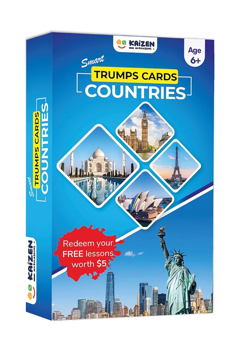 Kaizen MicroLessons Country Trump Card Game– Fun And Engaging Trump Cards For Kids – Family General Knowledge Cards With Qr Codes – Interactive Trump Game For 6-99 Year Olds - Image 1