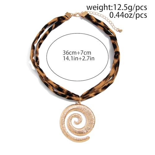 Aaishwarya Boho Style Leopard Print Fabric and Spiral Pendant Necklace | Beach Accessory For Women and Girls | Animal Printed Jewelry - Image 4