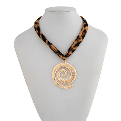 Aaishwarya Boho Style Leopard Print Fabric and Spiral Pendant Necklace | Beach Accessory For Women and Girls | Animal Printed Jewelry - Image 5