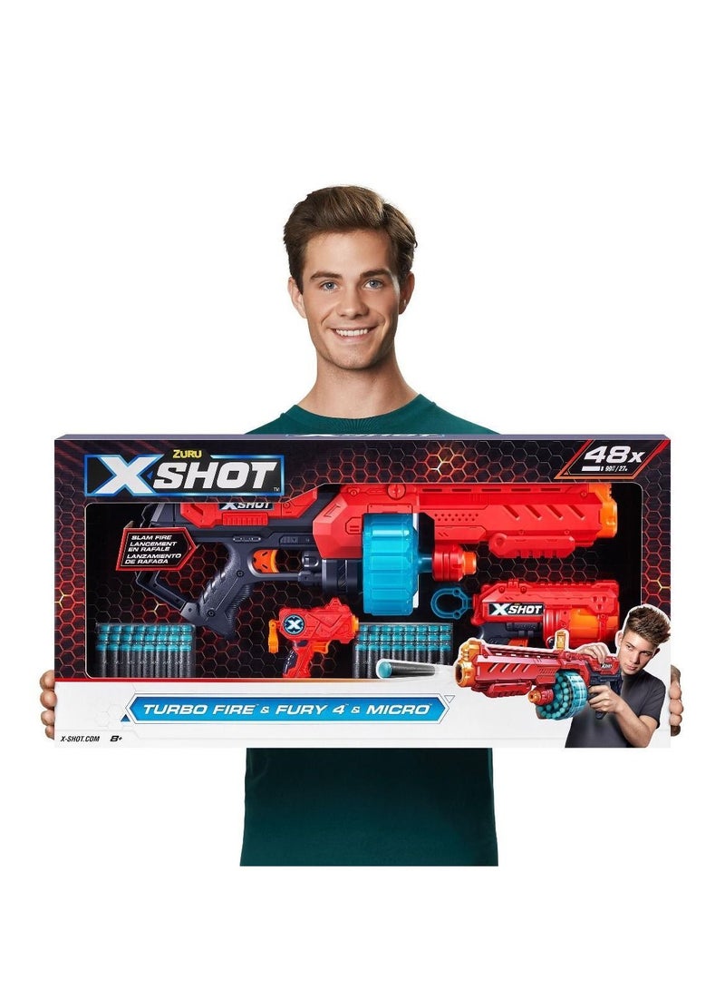 x_shot كومبو باك تيربو فاير اند فيوري 4 ومايكرو 48 دارتس - Image 3