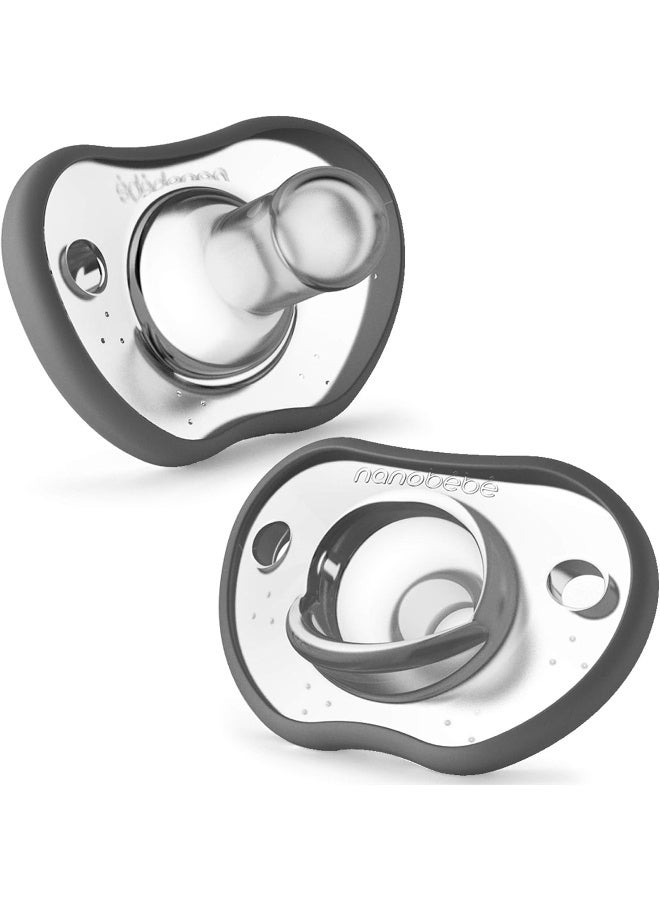 NANOBÉBÉ Nanobebe - Flexy Pacifier Twin-Pack 0-3m - Gray - Image 1
