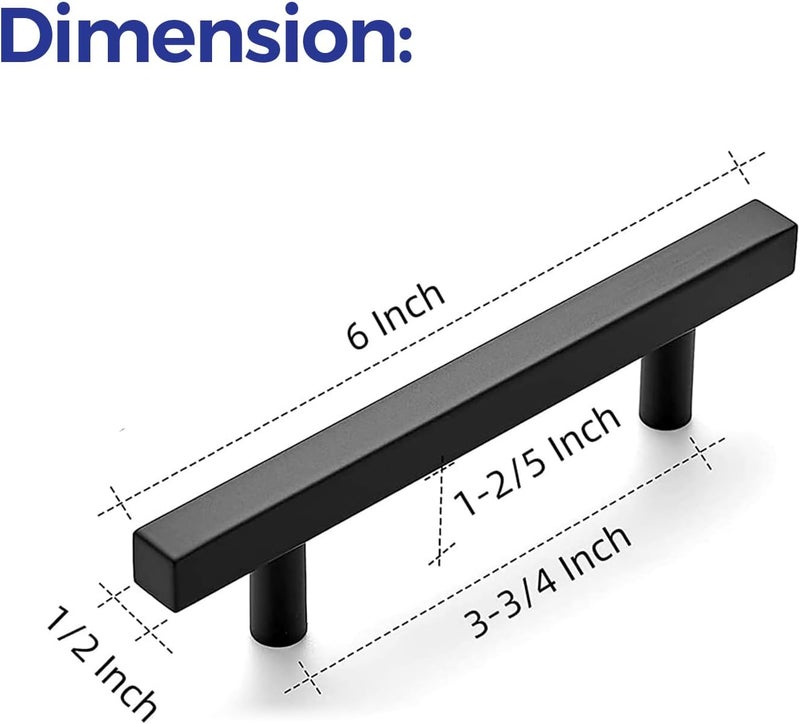 Ravinte 55 Pack 6'' Square Cabinet Pulls Matte Black Stainless Steel Kitchen Drawer Pulls Cabinet Handles 6”Length, 3-3/4” Hole Center - Image 3
