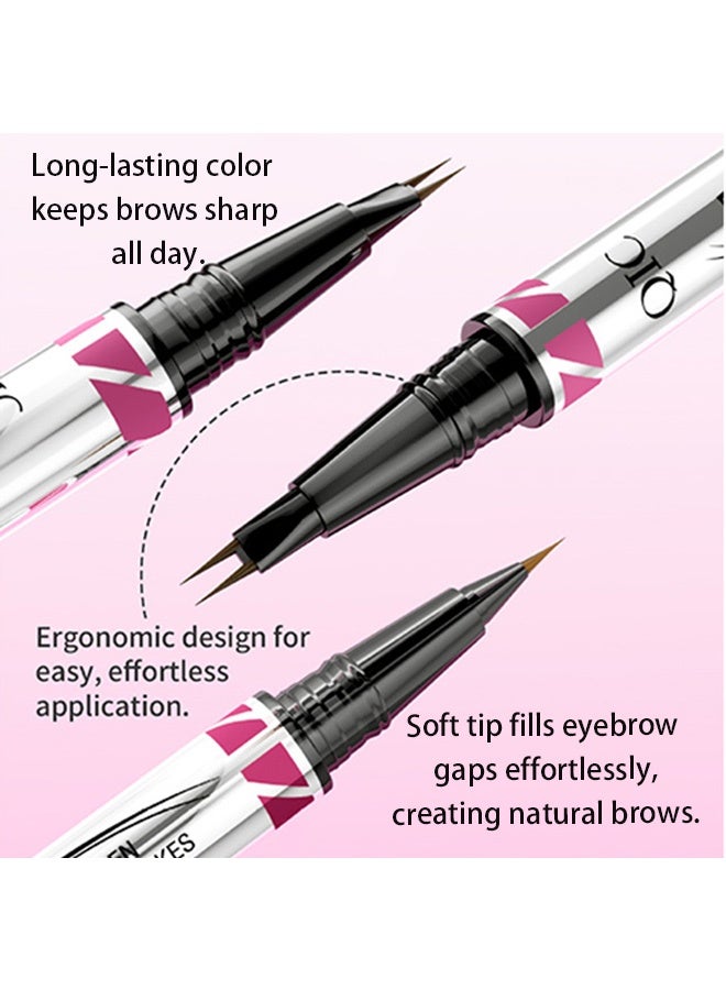 QIC Eyebrow Pen, Ultra-Precise Pen for Hair-Like Strokes, Eyebrow Pencil 2-In-1 Dual-Ended Eyebrow Pen with Double Eyebrow Brush, for Natural Hair-Like Brows, Long Lasting, 2#Brown - Image 4