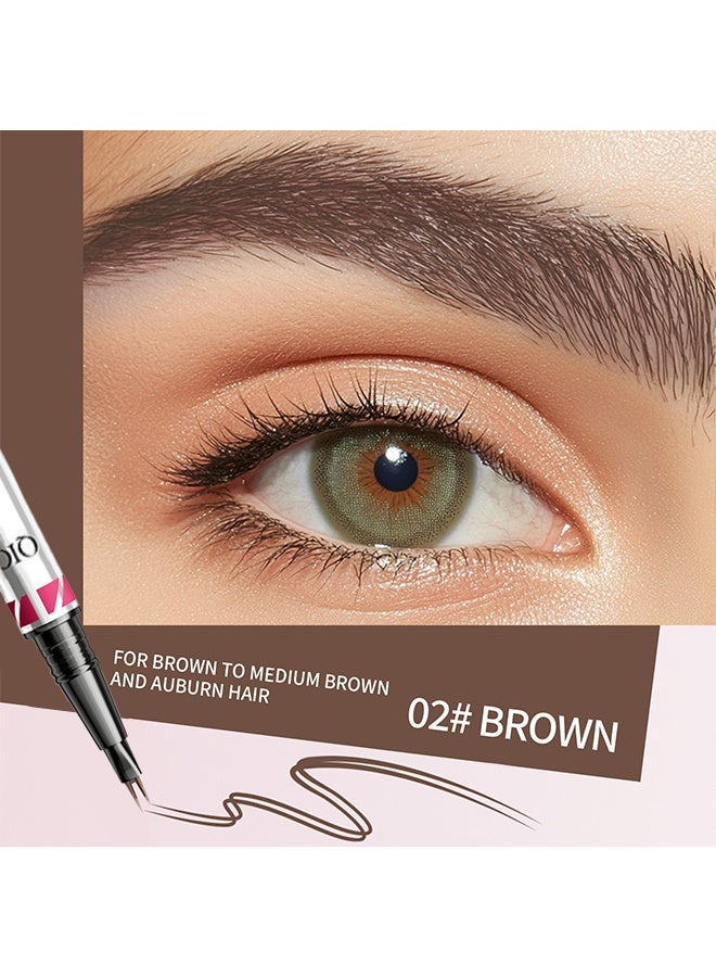 QIC Eyebrow Pen, Ultra-Precise Pen for Hair-Like Strokes, Eyebrow Pencil 2-In-1 Dual-Ended Eyebrow Pen with Double Eyebrow Brush, for Natural Hair-Like Brows, Long Lasting, 2#Brown - Image 2