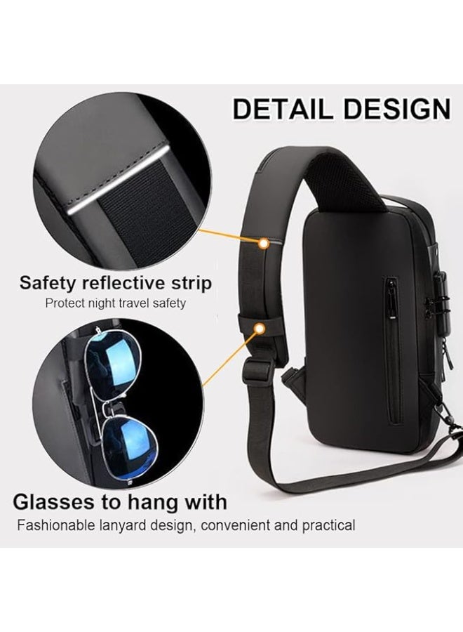 UNISEX Sling Shoulder Backpack USB Charging Sport Sling Anti-Theft Shoulder Bag, Waterproof -blue - Image 4