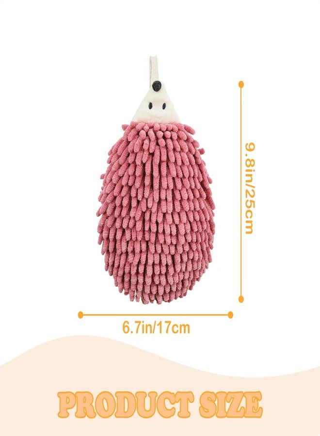 Tyrafry Cute Hedgehog Hand Towel with Hanging Loop, Bathroom Animal Towel for Kids, Super Soft Chenille Absorbent Washcloth for Kitchen, Bathroom, and Bedroom, Red - Image 3