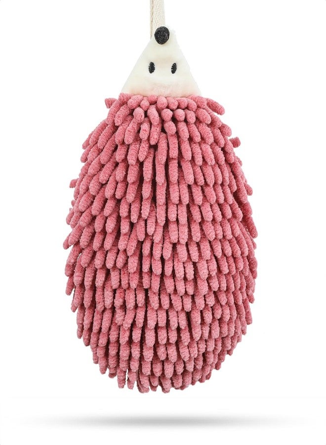 Tyrafry Cute Hedgehog Hand Towel with Hanging Loop, Bathroom Animal Towel for Kids, Super Soft Chenille Absorbent Washcloth for Kitchen, Bathroom, and Bedroom, Red - Image 1